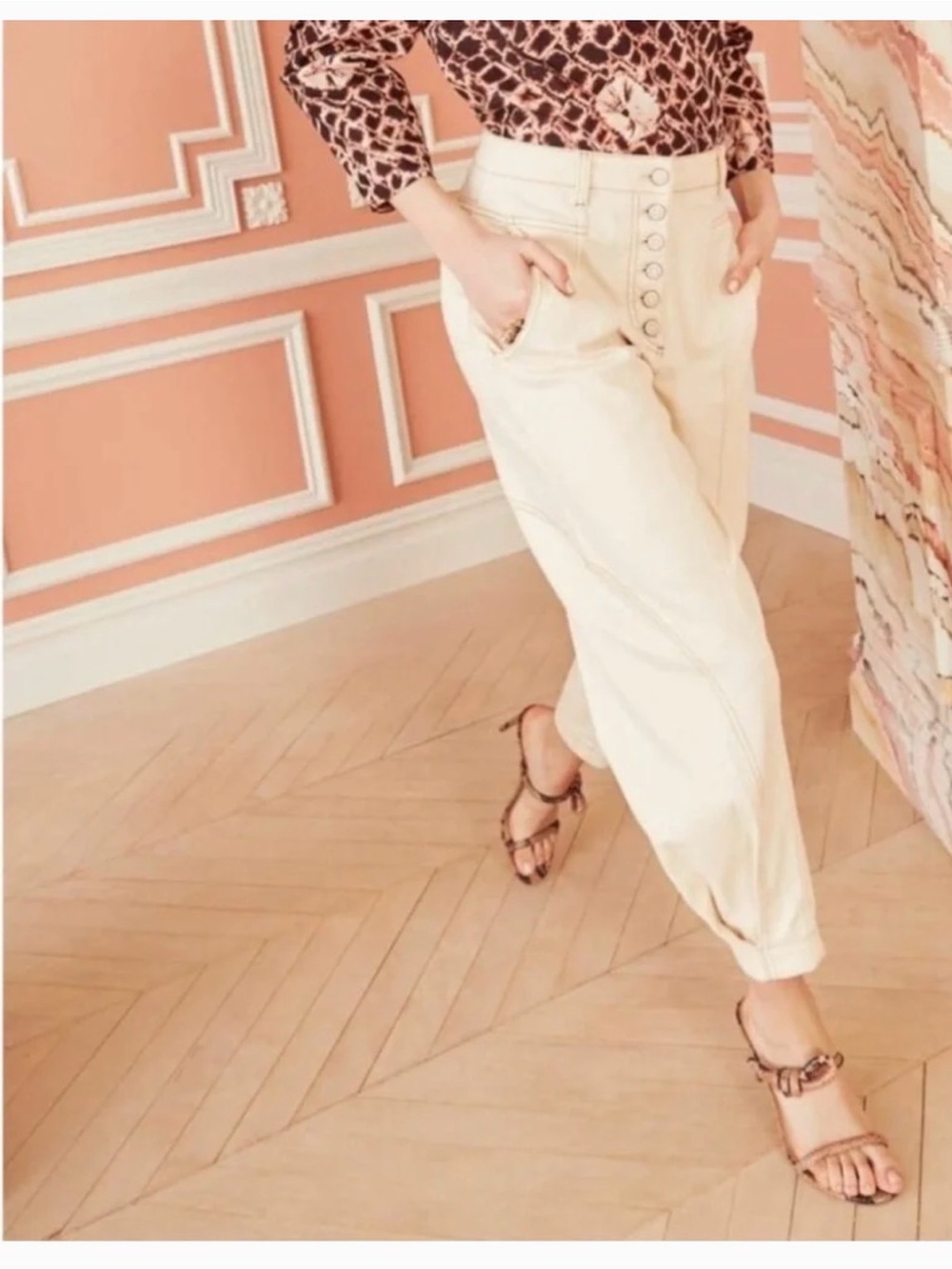 Ulla Johnson Cream Ankle-Cropped Pants